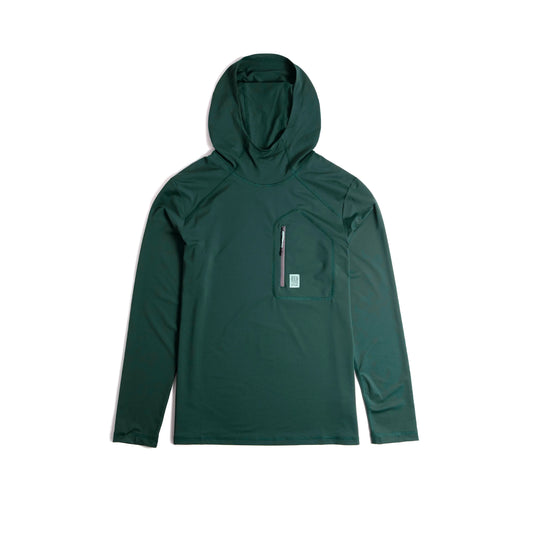 Front View of Topo Designs Sun Hoodie - Men's in "Dark Pine"