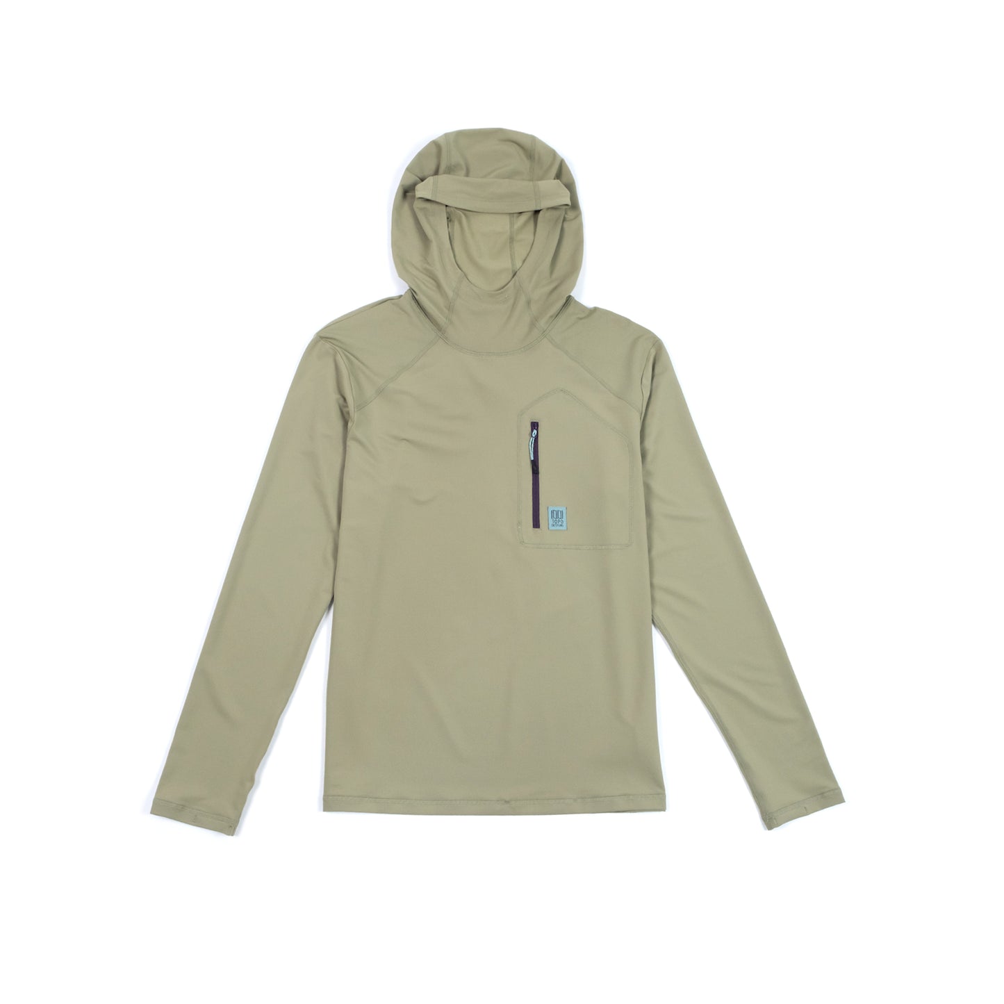 Front View of Topo Designs Sun Hoodie - Men's in "Oil Green"