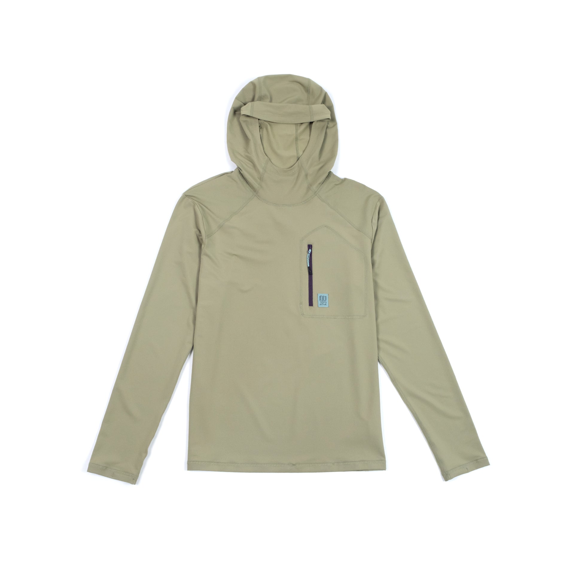 Front View of Topo Designs Sun Hoodie - Men's in "Oil Green"