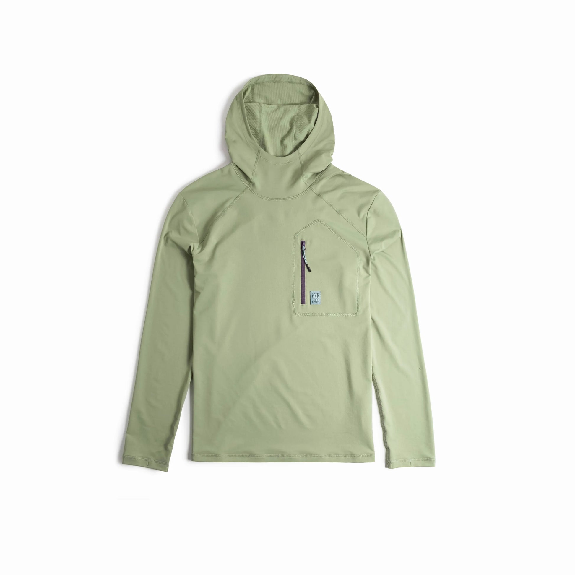 Back View of Topo Designs Sun Hoodie - Men's in "Oil Green"