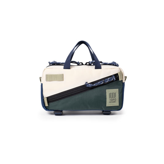 Front View of Topo Designs Mini Quick Pack in "Forest / Bone White"