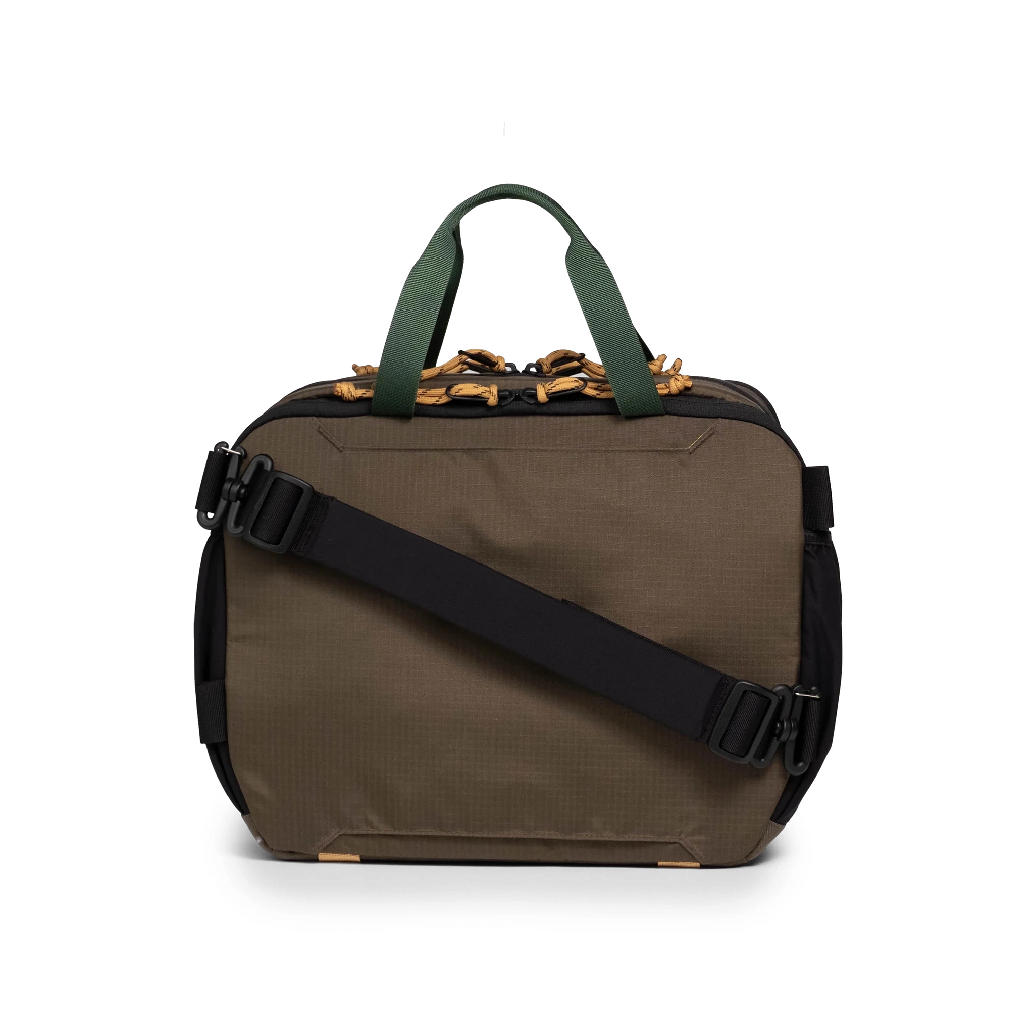 Back View of Topo Designs Mountain Cross Bag in "Woodland / Terracotta"