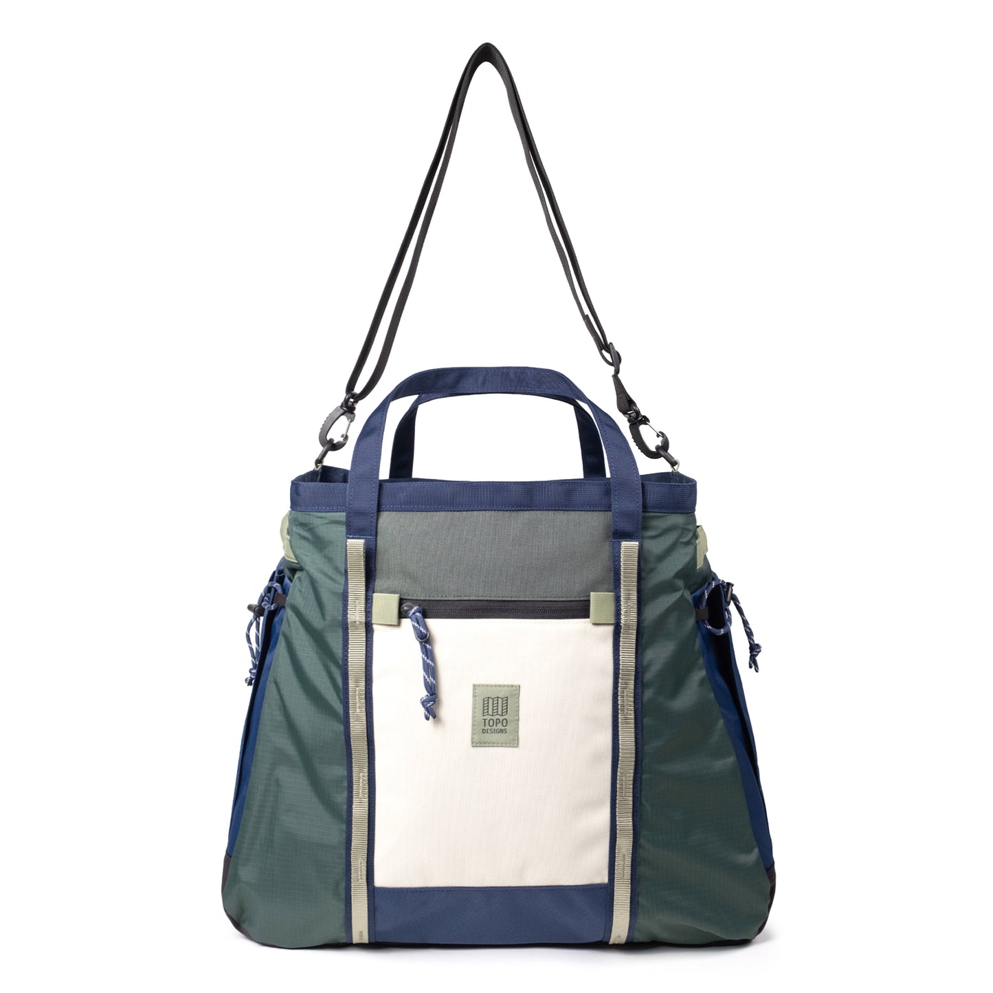 Front View of Topo Designs Mountain Gear Bag in "Forest / Bone White"