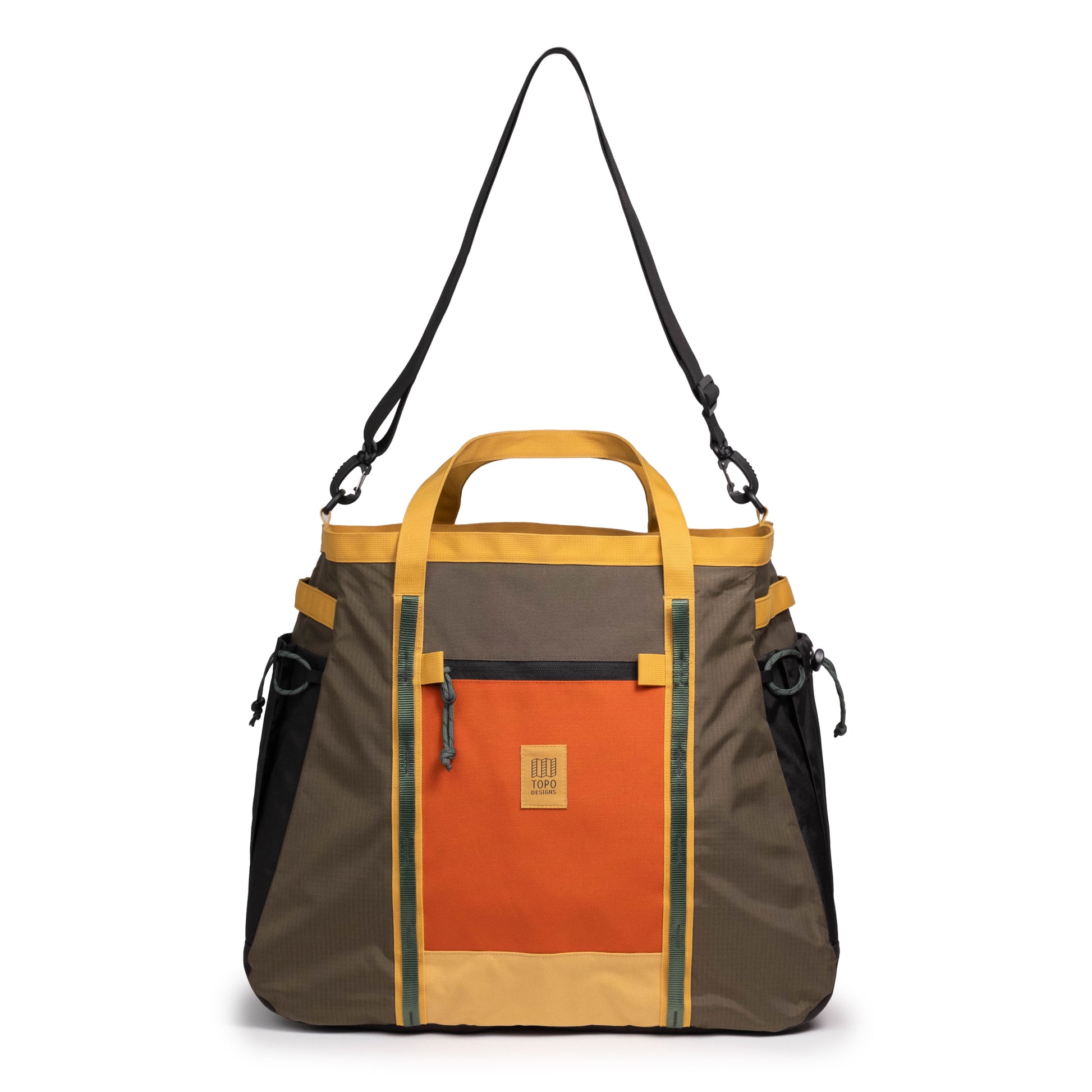 Front View of Topo Designs Mountain Gear Bag in "Woodland / Terracotta"