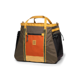 Quarter View of Topo Designs Mountain Gear Bag in "Woodland / Terracotta"