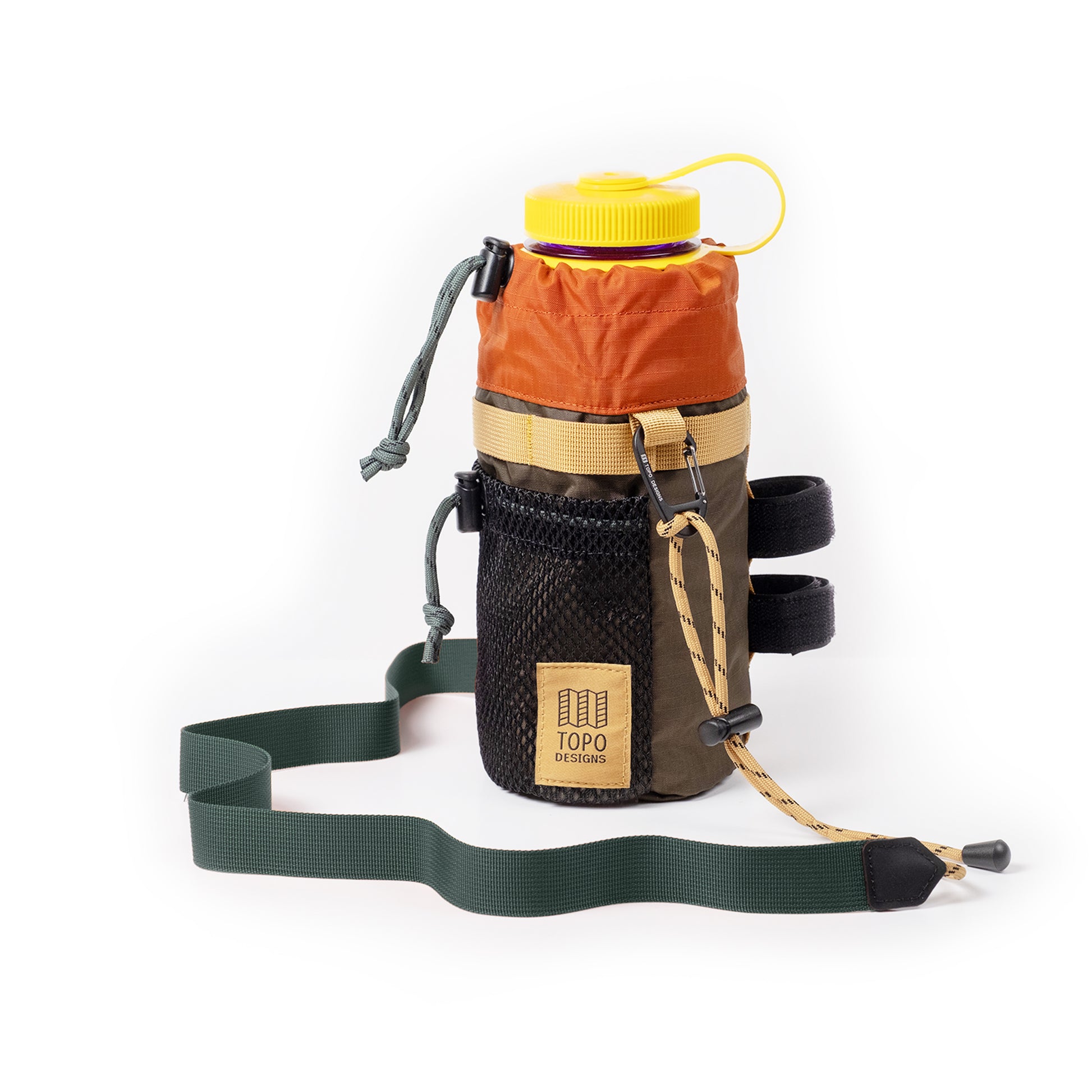 Front View of Topo Designs Mountain Hydro Sling in "Woodland / Terracotta"
