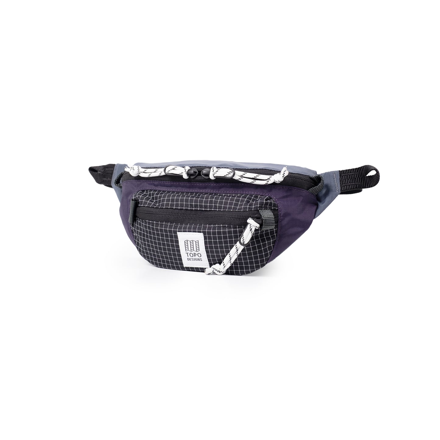 Front View of Topo Designs Mountain Waist Pack in "Nightshade / Grid"