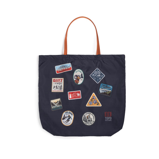 Front shot of Topo Designs Packable Tote in "Midnight"