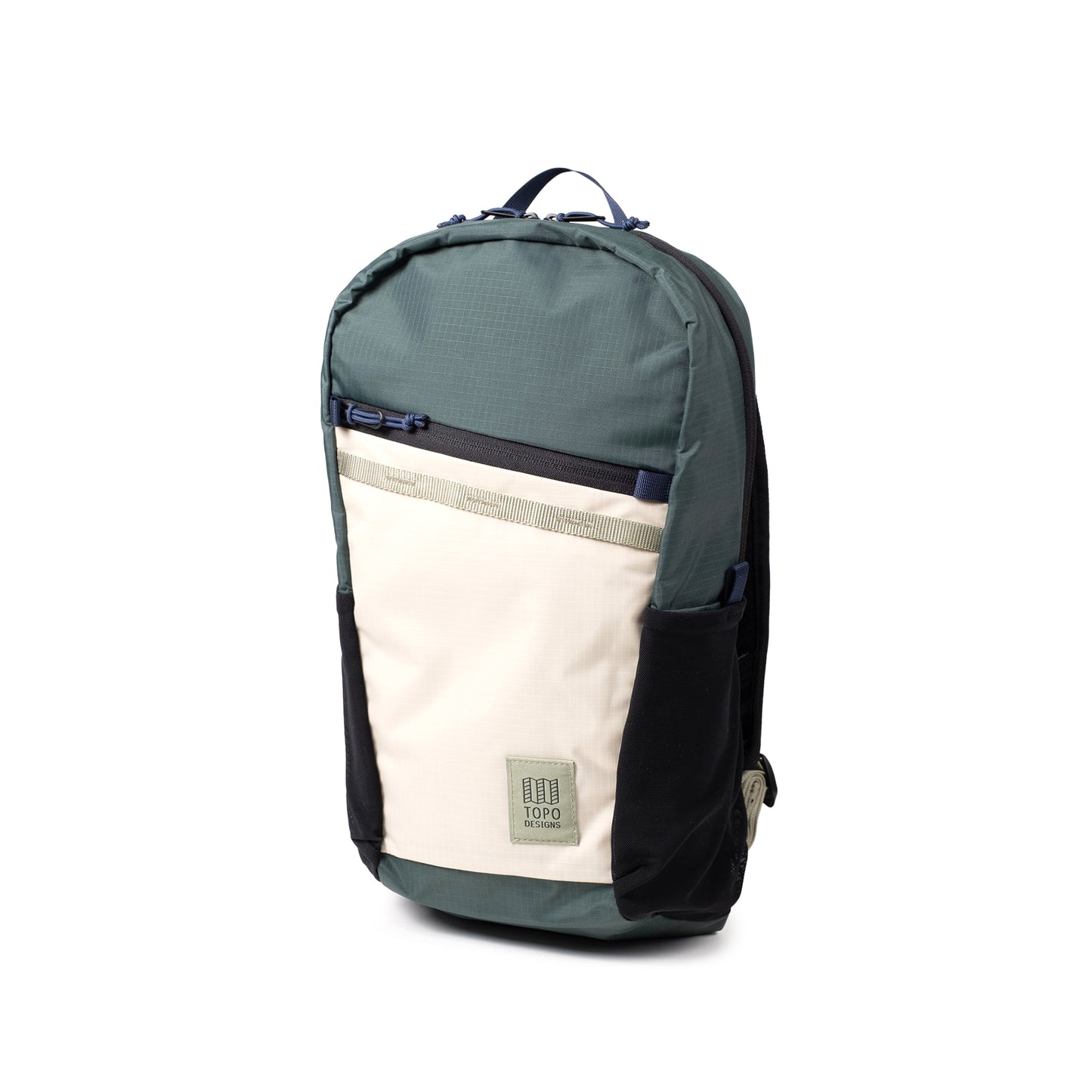 Front View of Topo Designs Peakview Packable Backpack in "Forest / Bone White"