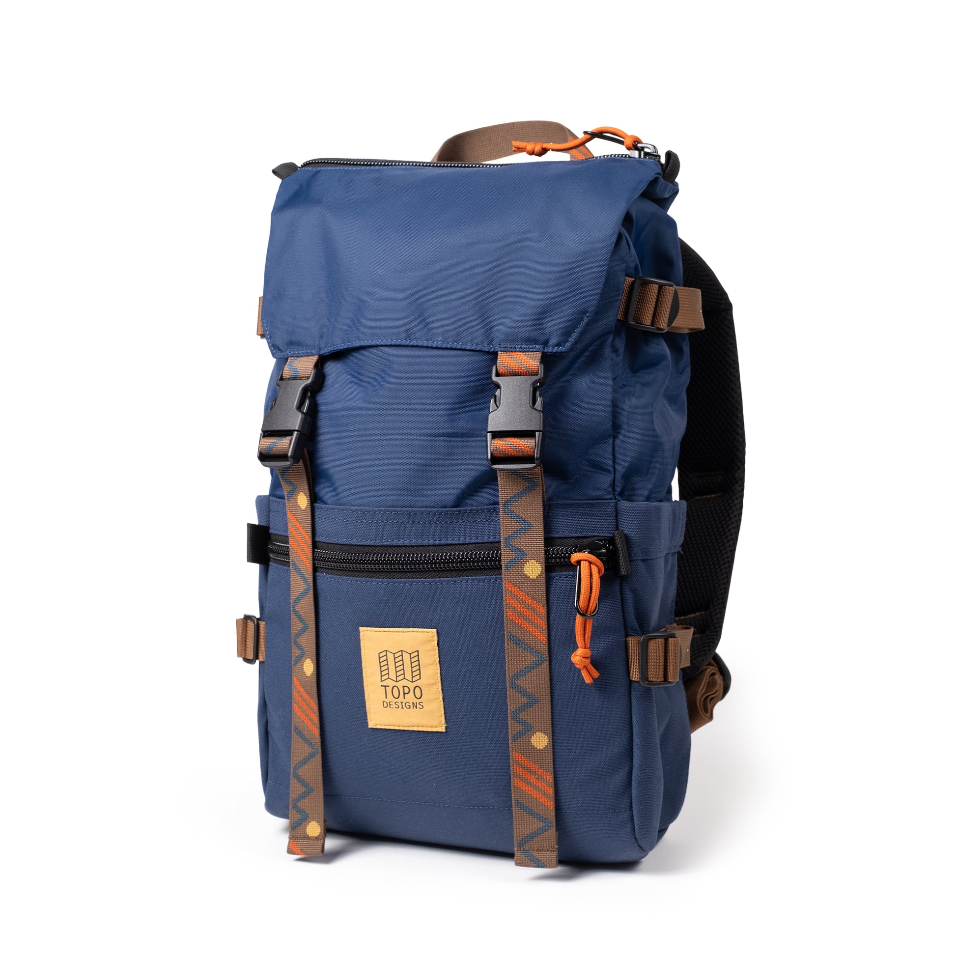 Quarter View of Topo Designs Rover Pack Classic in "Midnight"