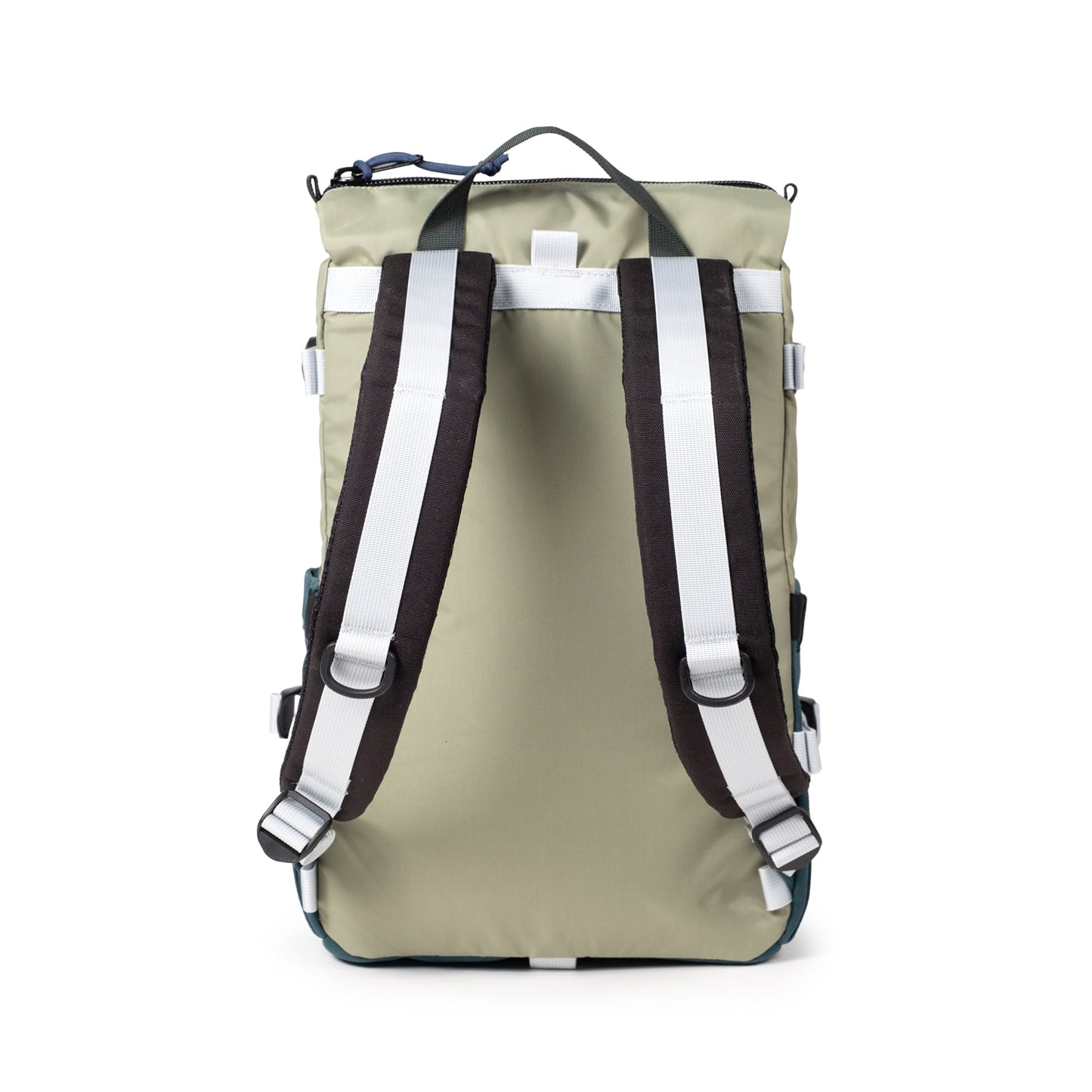 Back View of Topo Designs Rover Pack Classic in "Oil Green / Dark Pine"