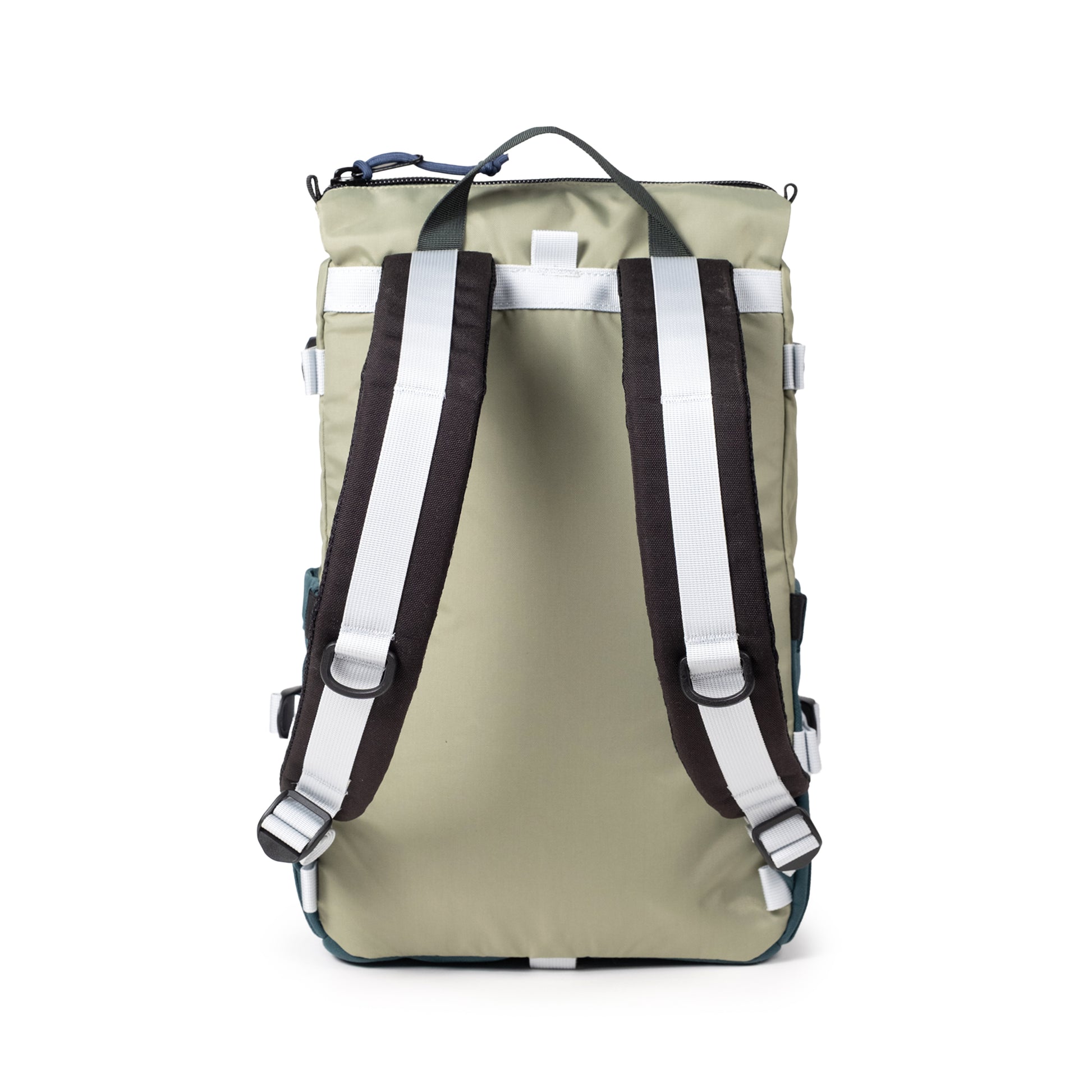 Back View of Topo Designs Rover Pack Classic in "Oil Green / Dark Pine"