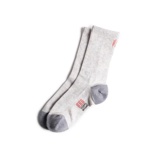 Front shot of Topo Designs Sport Socks Mid in "Heather Grey / Dark Heather"
