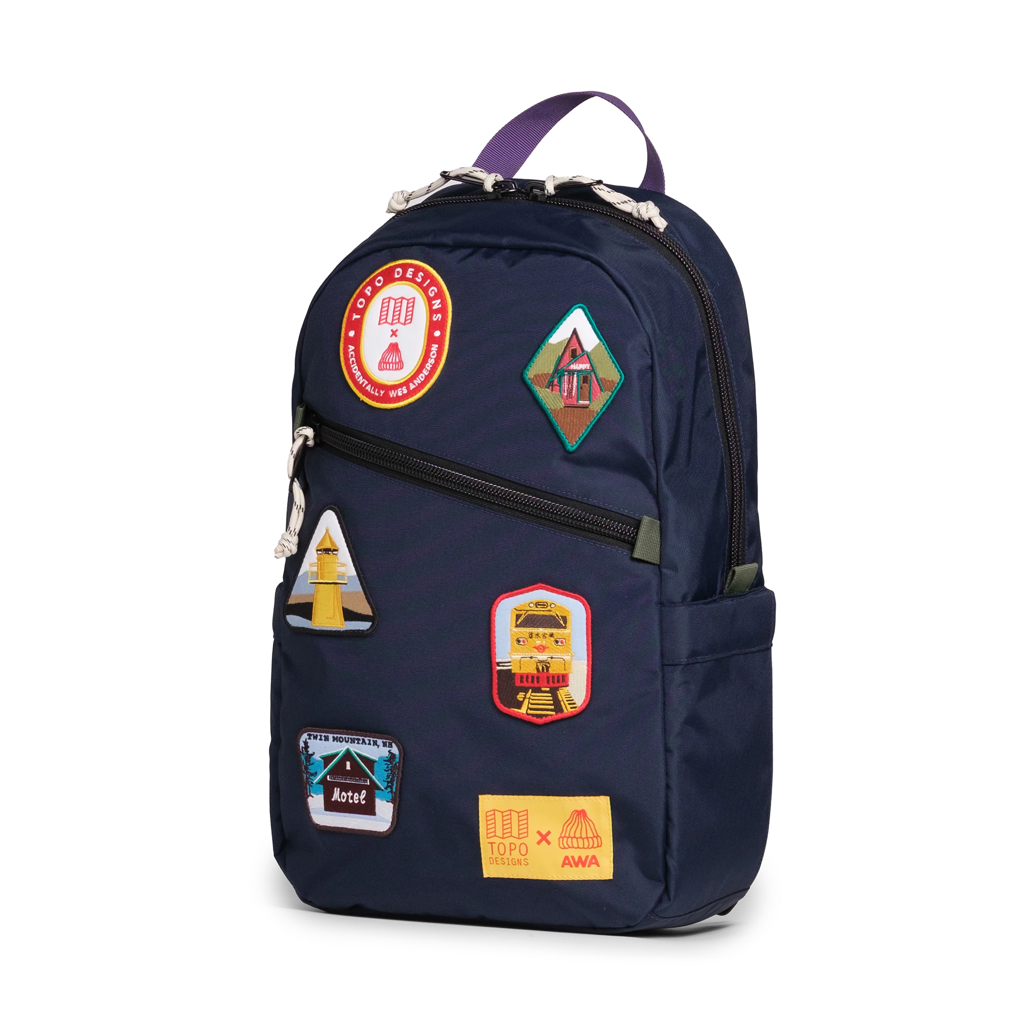 Quarter image of the Topo Designs x AWA Light Pack in "Navy / Navy"