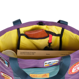 Interior detail image of Topo Designs x AWA Mountain Essential Tote in "Loganberry / Caribbean"