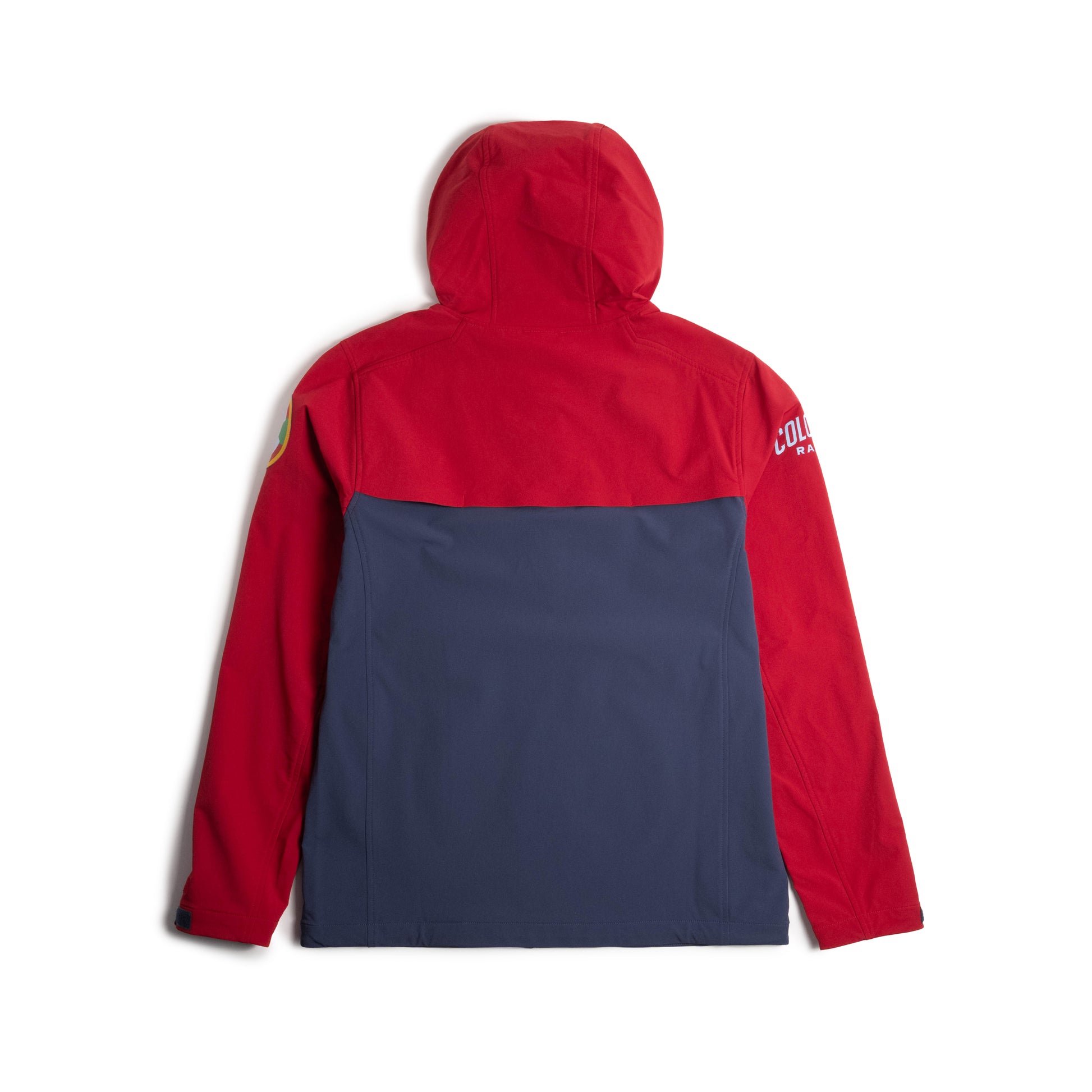 Back view of Topo Designs x Colorado Rapids HighPeak Jacket in "Rio Red / Midnight"