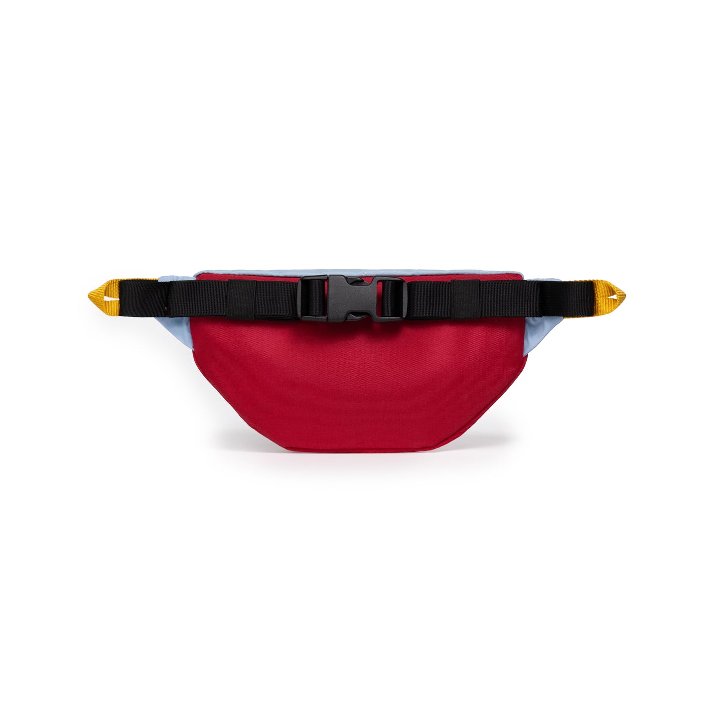 Back view of Topo Designs x Colorado Rapids Mountain Waist Pack in "Rio Red / Glacier Blue"