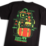 Back detail flat lay image of Topo Designs x Pine Printshop Klettersack Tee in "Black"