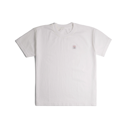 Front image of Topo Designs x Soft Goods Label Tee in "White"