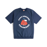 General front image of Topo Designs x TSPTR Puffy Coat Sweatshirt in "Navy"