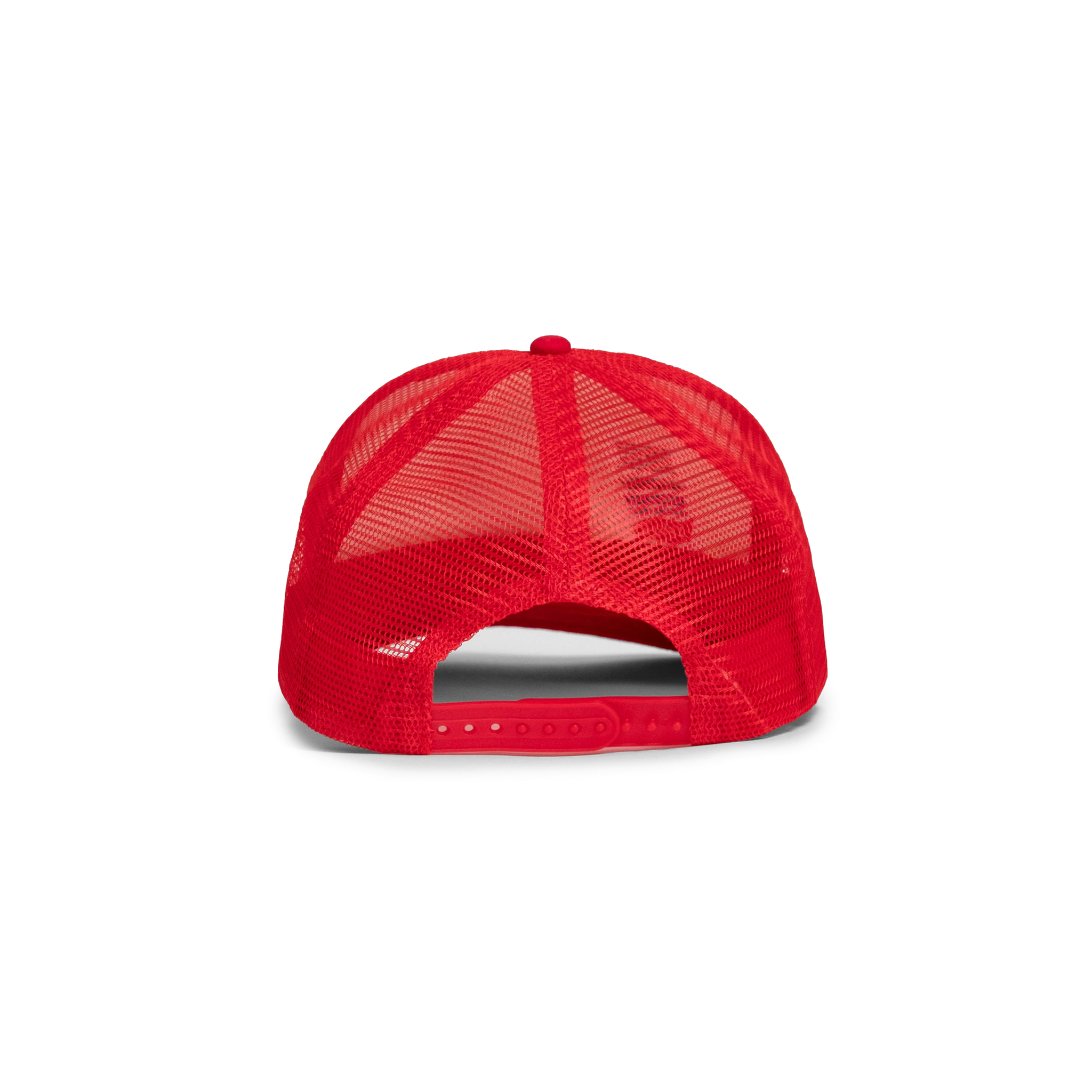 General back image of Topo Designs x TSPTR Snoopy Trucker in "Red / White"