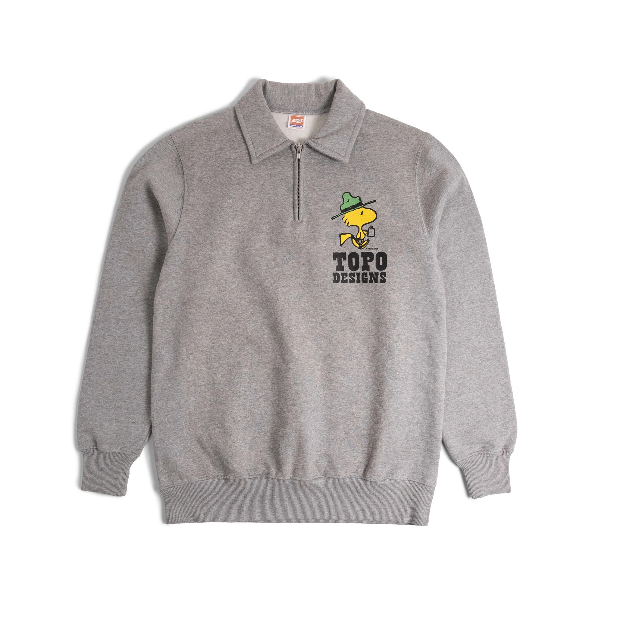 General front image of Topo Designs x TSPTR Woodstock 1/4 Zip in "Grey Marl"