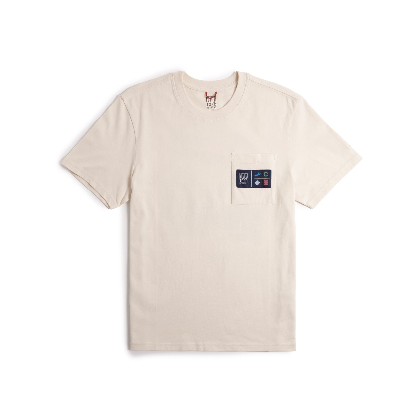 Front view of Topo Designs x Colorado Rapids Graphic Tee in "Bone White"