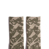 Top shot of Topo Designs Town Socks in "Oil Green Geo"