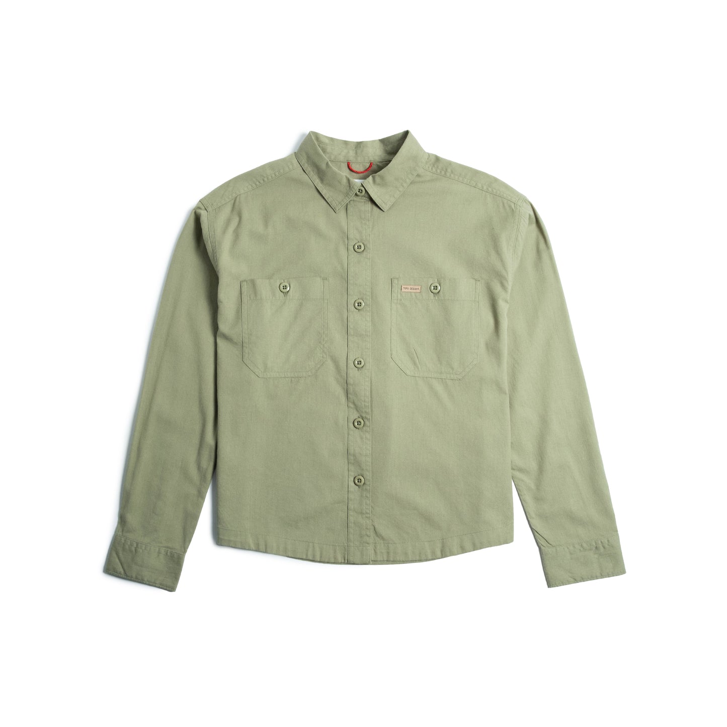 Front view of Topo Designs Daytripper Shirt Long Sleeve - Women's in "Oil Green"