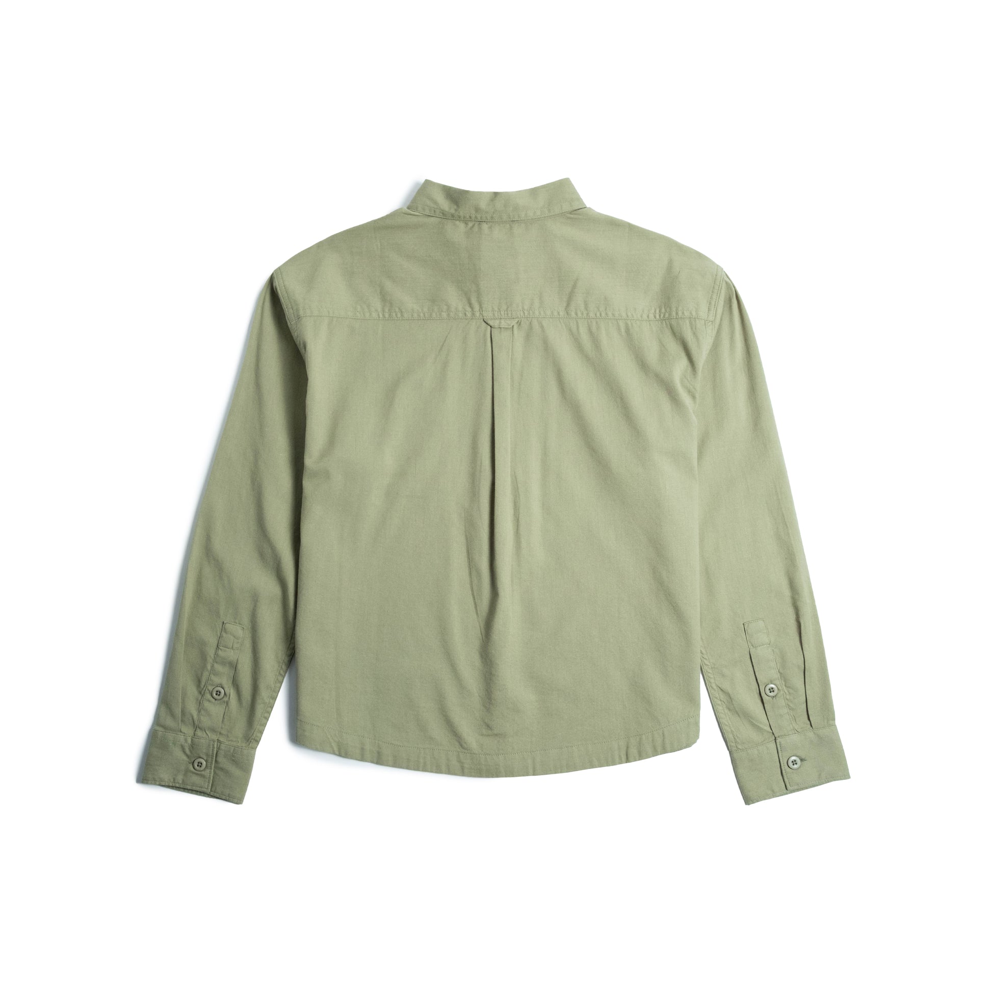 Back view of Topo Designs Daytripper Shirt Long Sleeve - Women's in "Oil Green"