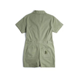 Back View of Topo Designs Dirt Romper - Women's in "Oil Green"