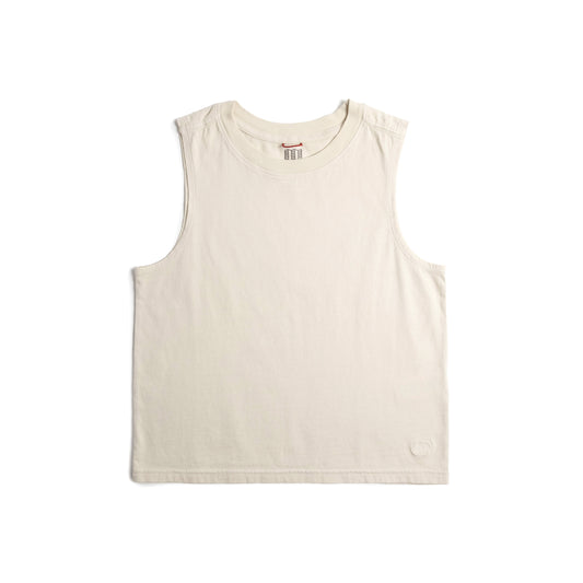 Front white background flat lay image of Topo Designs Dirt Tank - Women's in "Bone White"