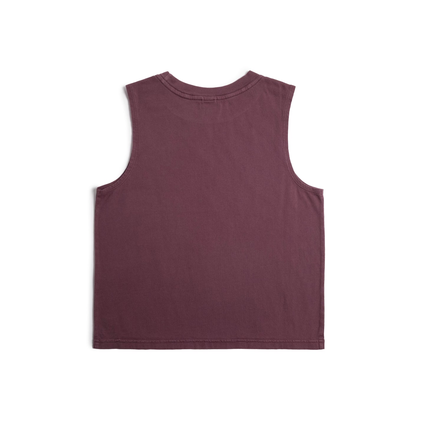 Back white background flat lay image of Topo Designs Dirt Tank - Women's in "Huckleberry"
