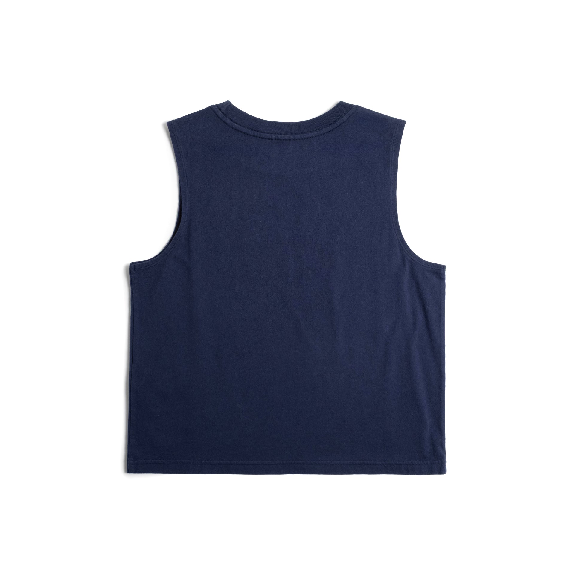 Back white background flat lay image of Topo Designs Dirt Tank - Women's in "Midnight"