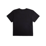 Back flat lay image on white background of Topo Designs Dirt Tee - Women's in "Black"