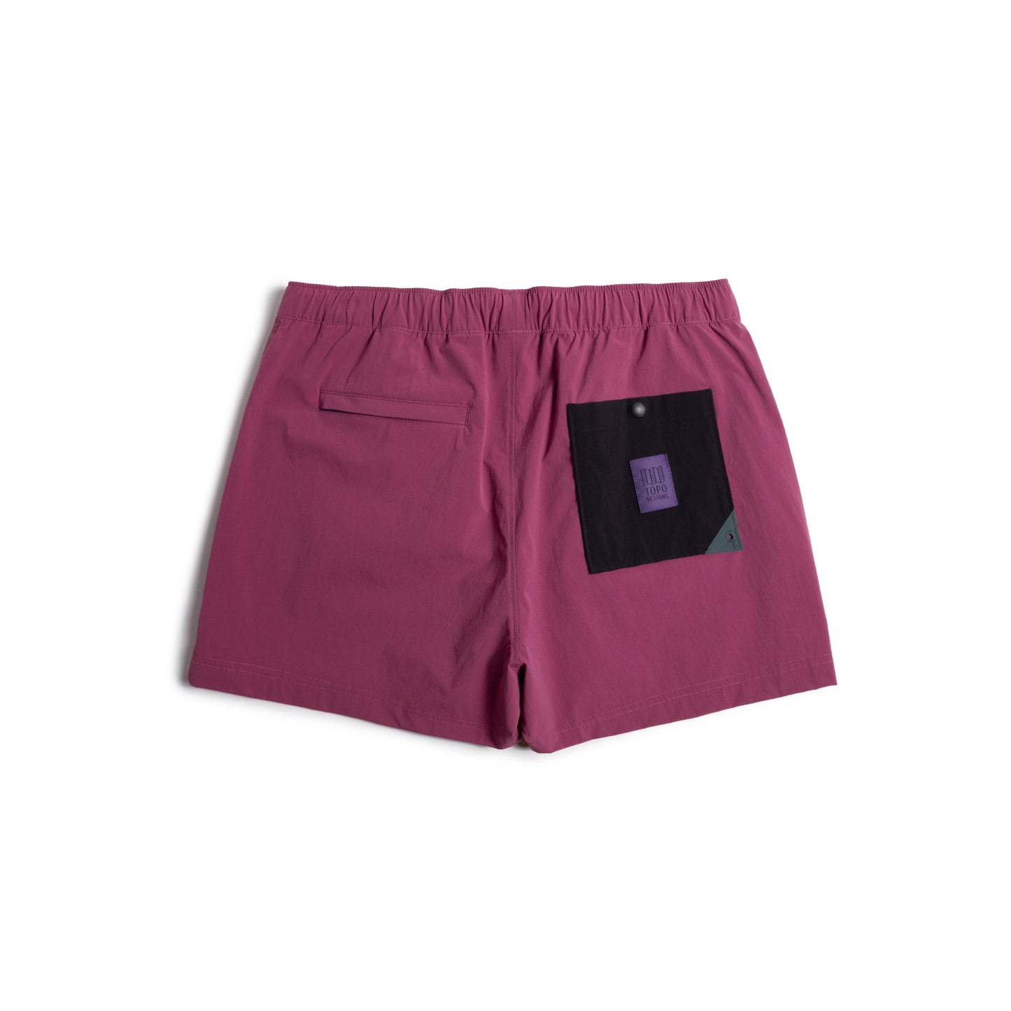 Back view of Topo Designs Mesa Shorts Women's in "Damson"