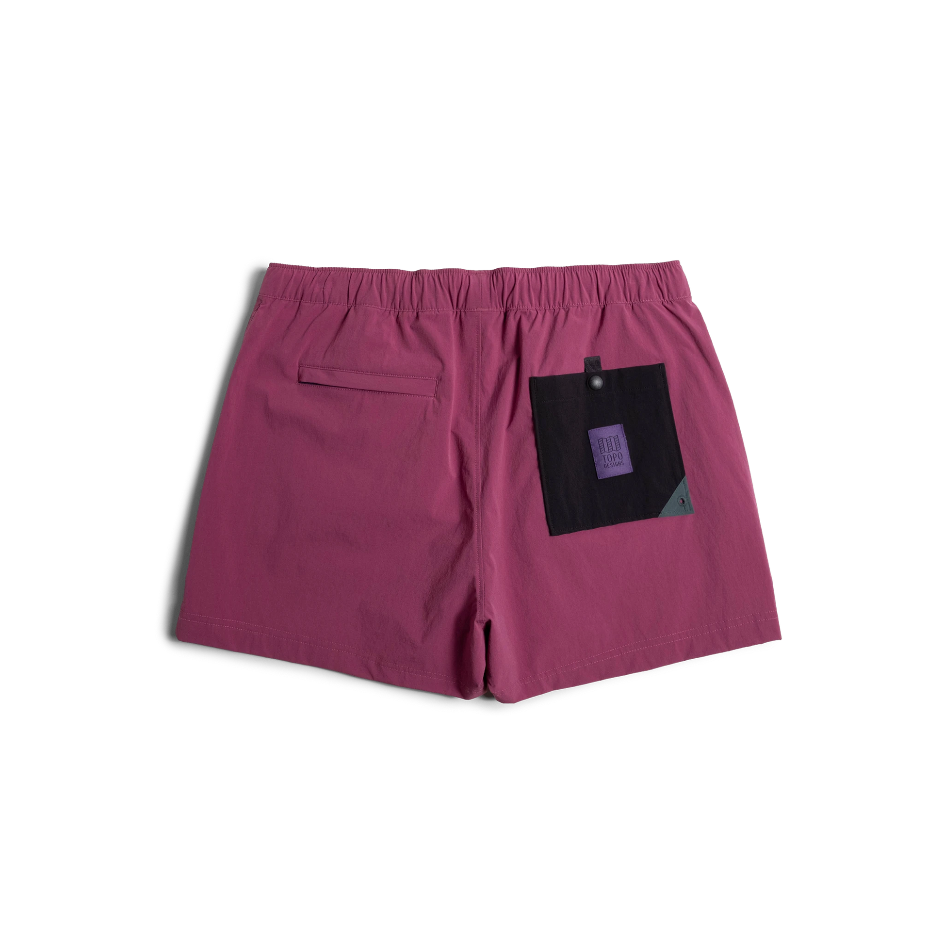Back view of Topo Designs Mesa Shorts Women's in "Damson"
