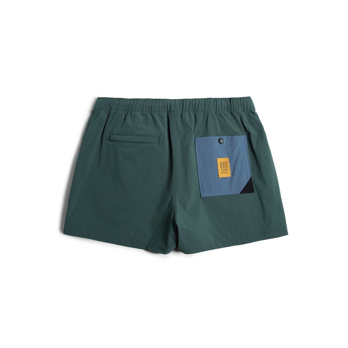 Back view of Topo Designs Mesa Shorts Women's in "Evergreen"