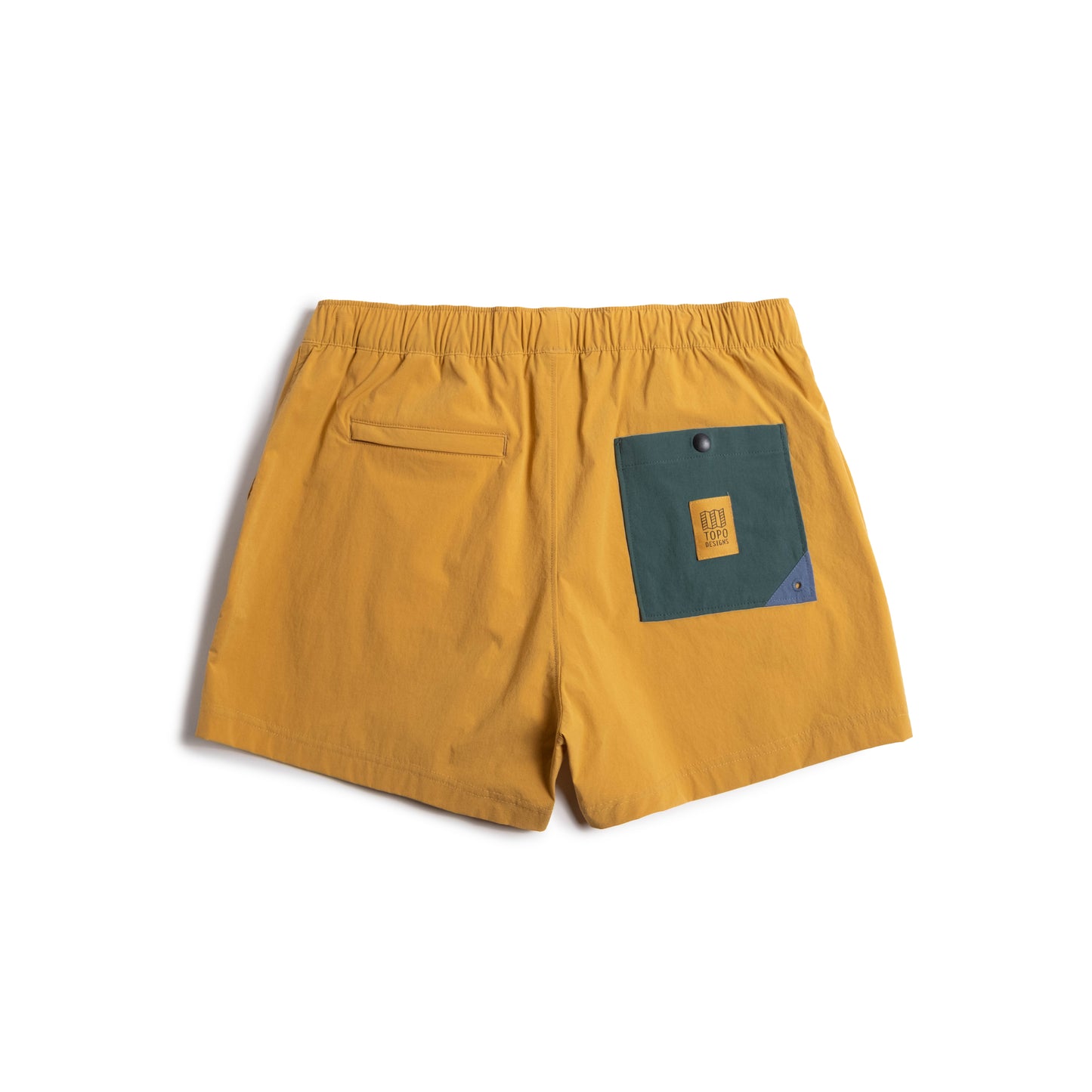 back view of Topo Designs Mesa Shorts Women's in "Goldenrod"