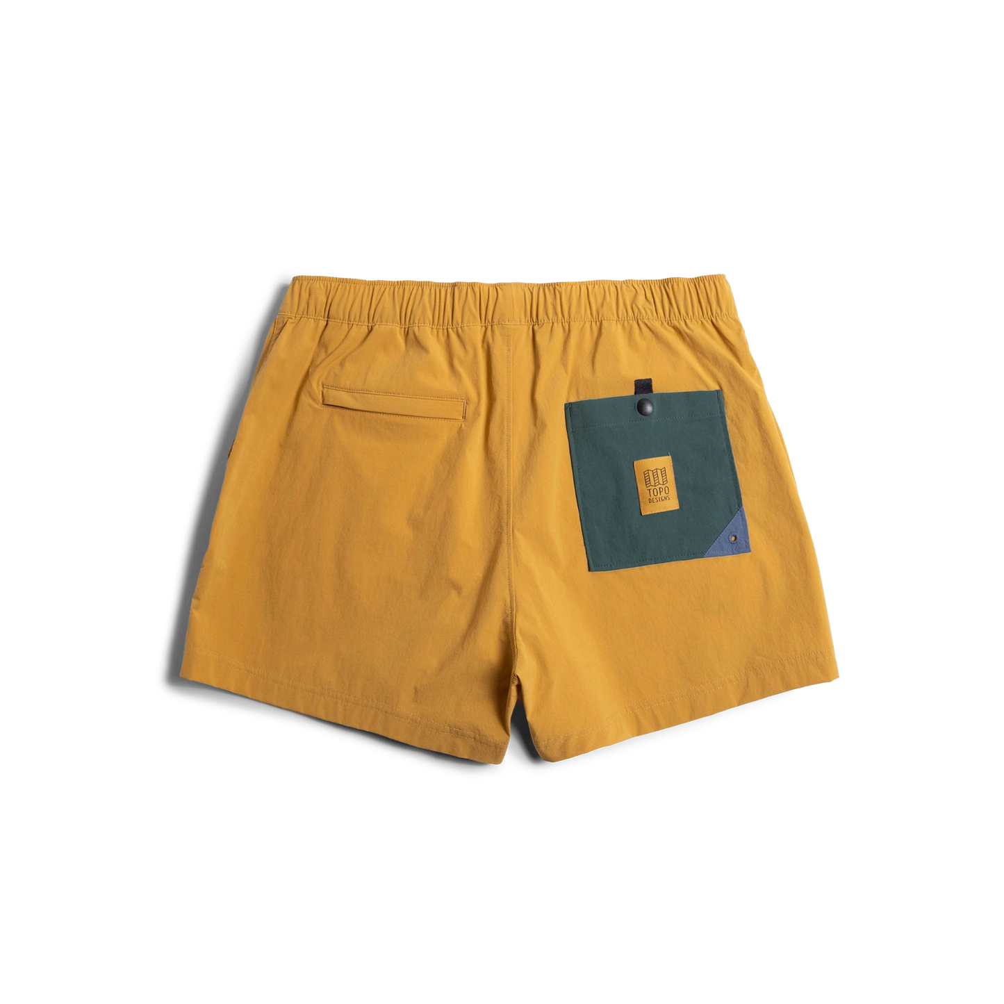 back view of Topo Designs Mesa Shorts Women's in "Goldenrod"