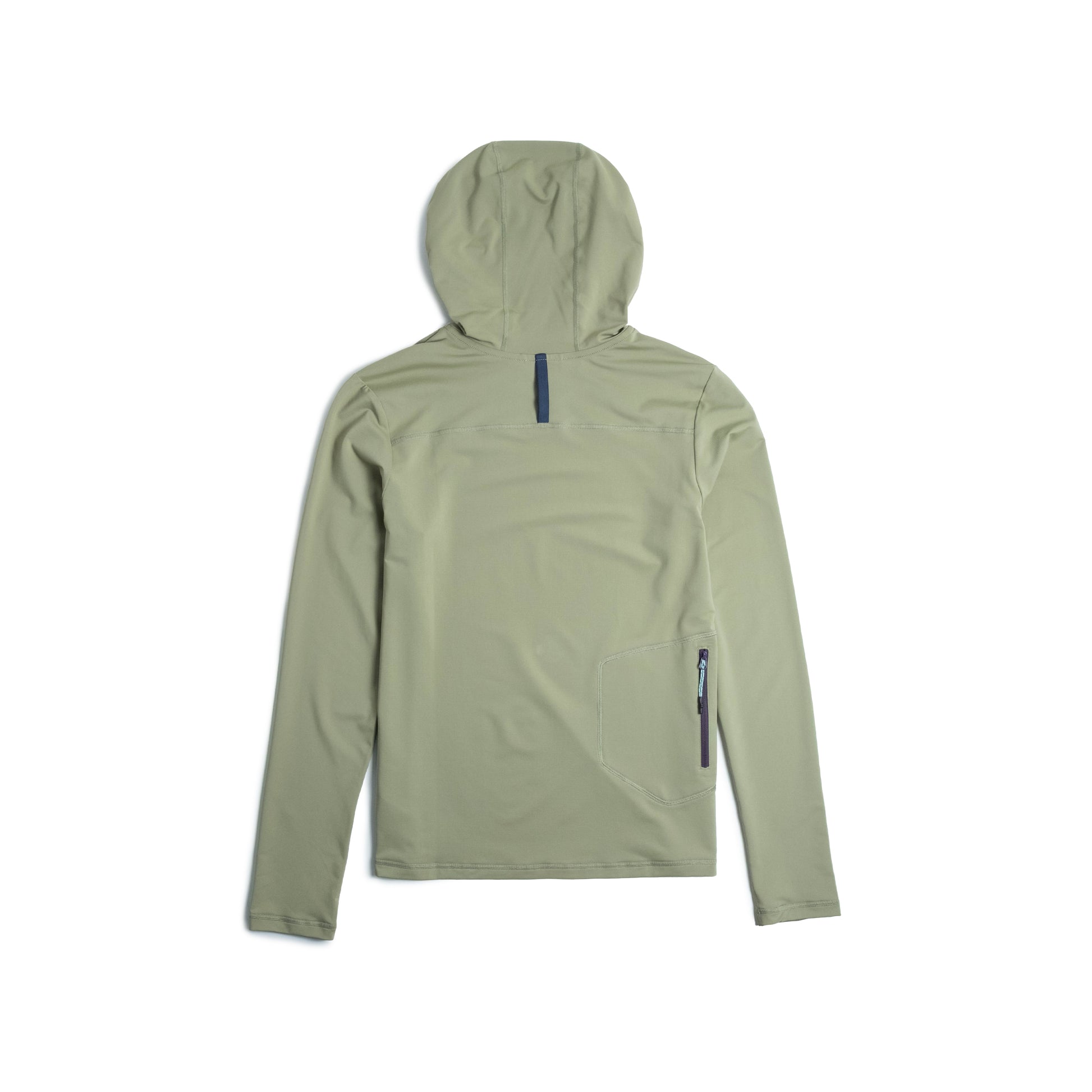 Back View of Topo Designs Sun Hoodie - Women's in "Oil Green"