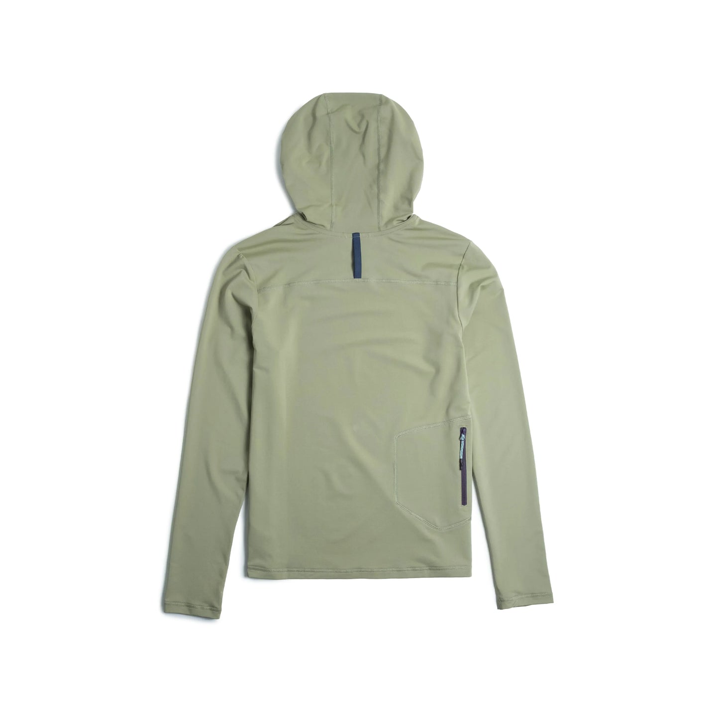 Back View of Topo Designs Sun Hoodie - Women's in "Oil Green"