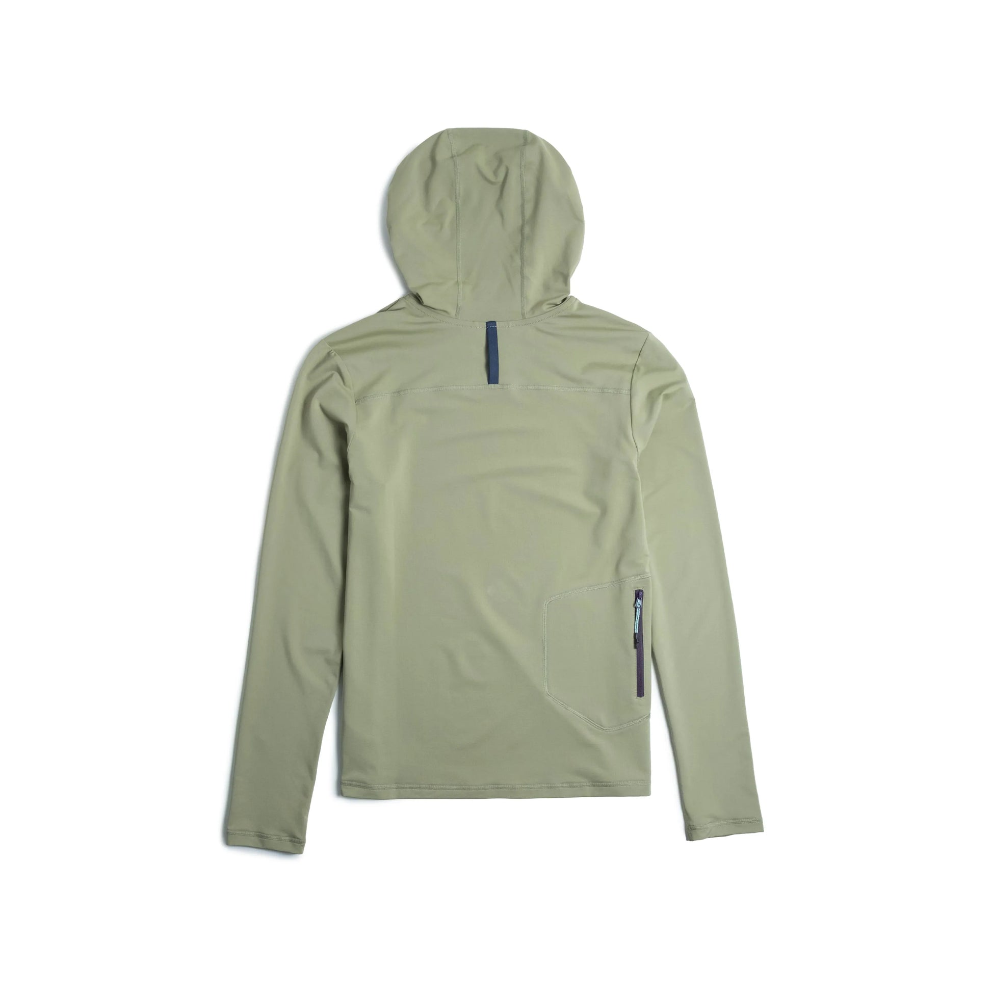 Back View of Topo Designs Sun Hoodie - Women's in "Oil Green"