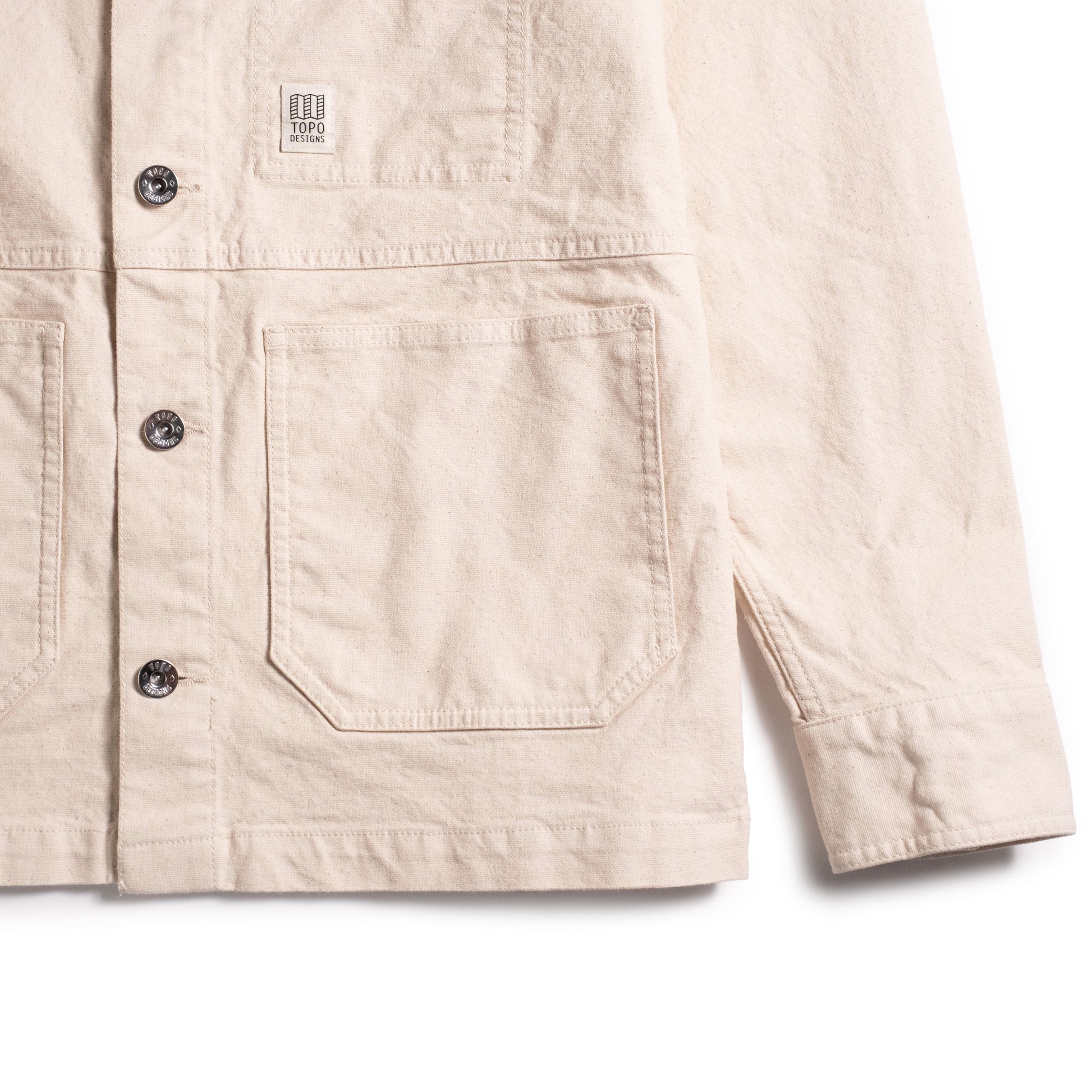 Front detail shot of Utility Jacket Women's in "Undyed"