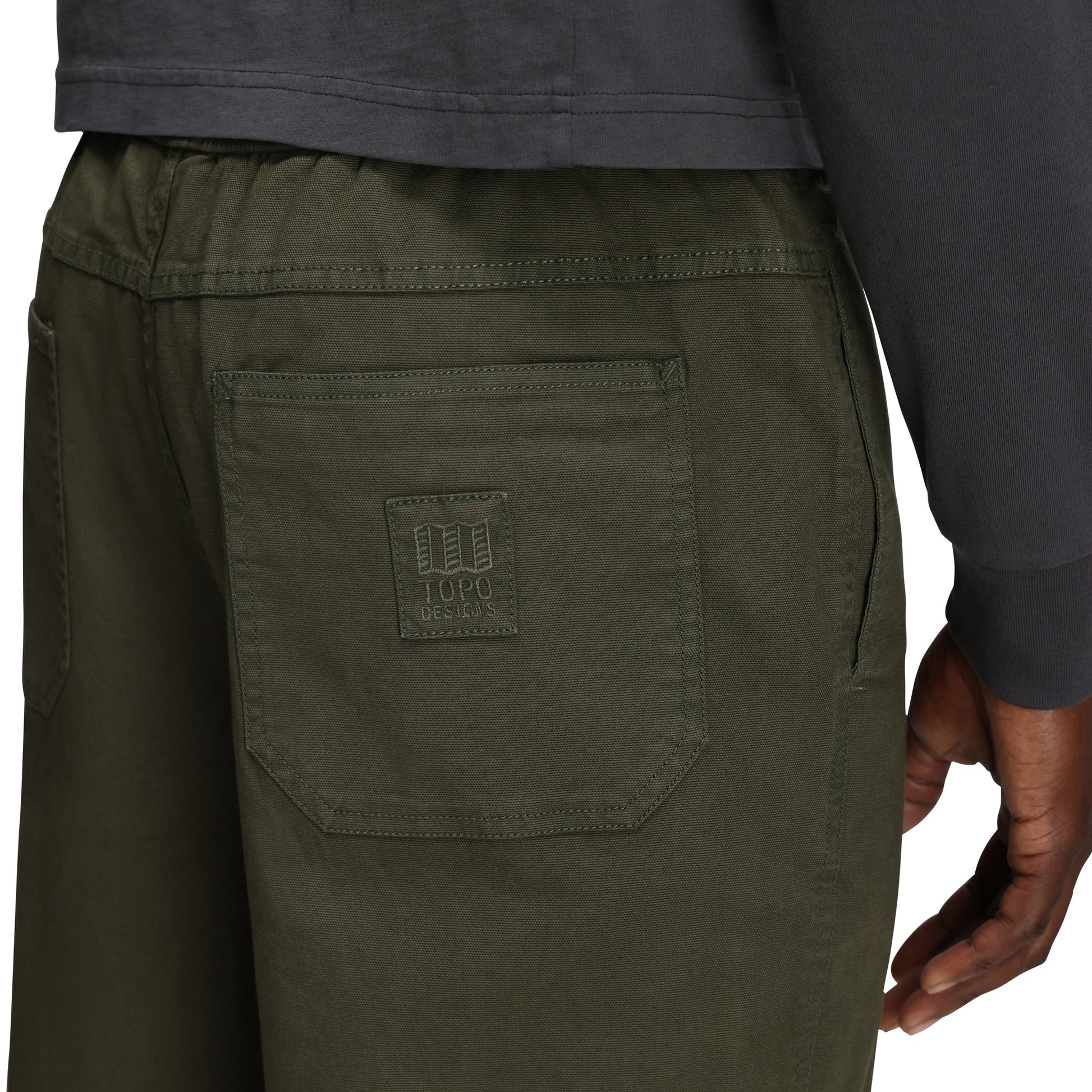 General Detail shot of Topo Designs Dirt Pants Classic - Men's in "Beetle"