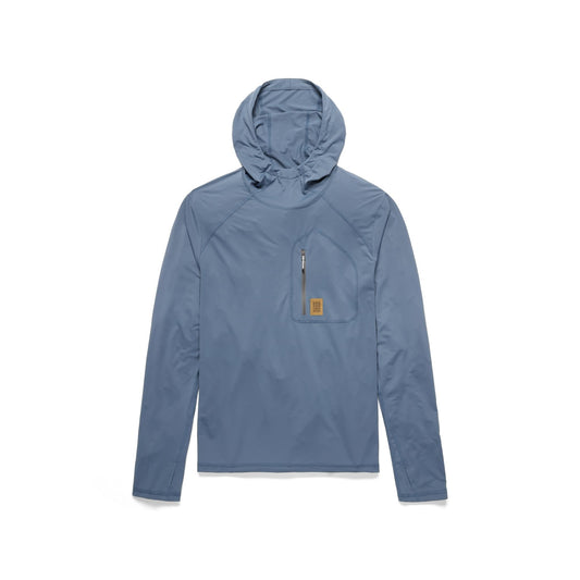 Front View of Topo Designs Sun Hoodie - Men's in "Stone Blue"