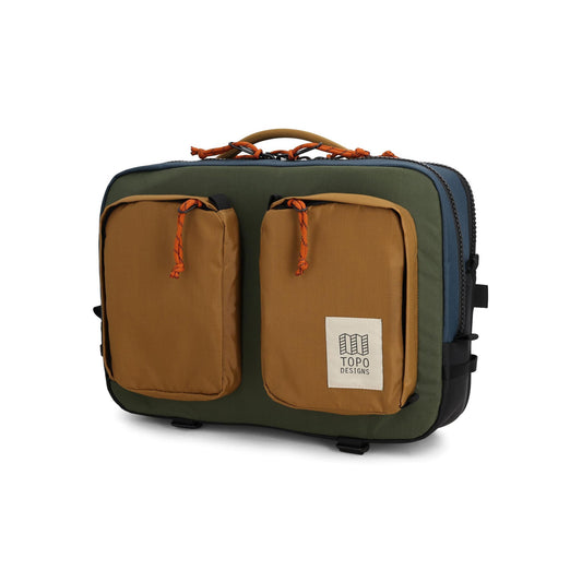 Front View of Topo Designs Global Briefcase in "Olive / Dark Khaki"