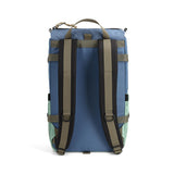 Back View of Topo Designs Rover Pack Classic in "Stone Blue / Ash Green"