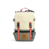 Front View of Topo Designs Rover Pack Mini in "Bone White / Beetle"