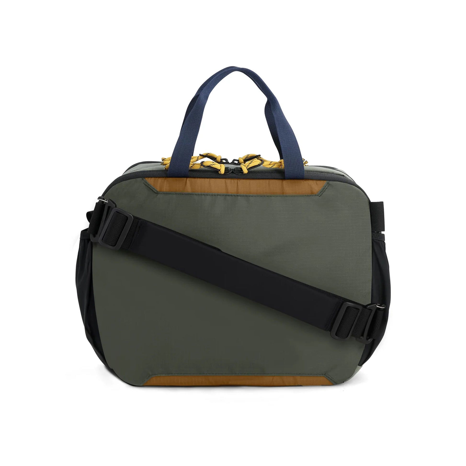 Back View of Topo Designs Mountain Cross Bag in "Beetle / Khaki"